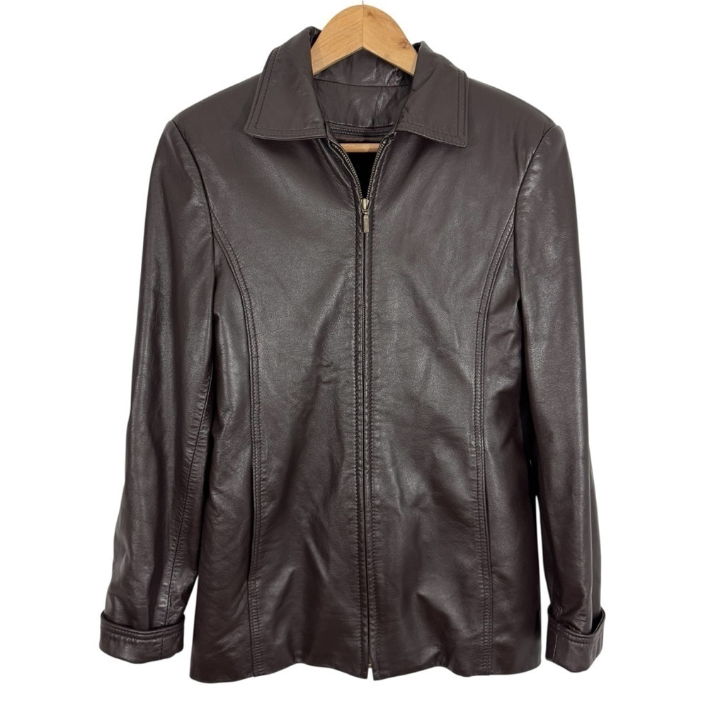Vintage 90s The Leather Ranch Jacket Sz S Chocolate Brown Zip Out Liner VGUC
